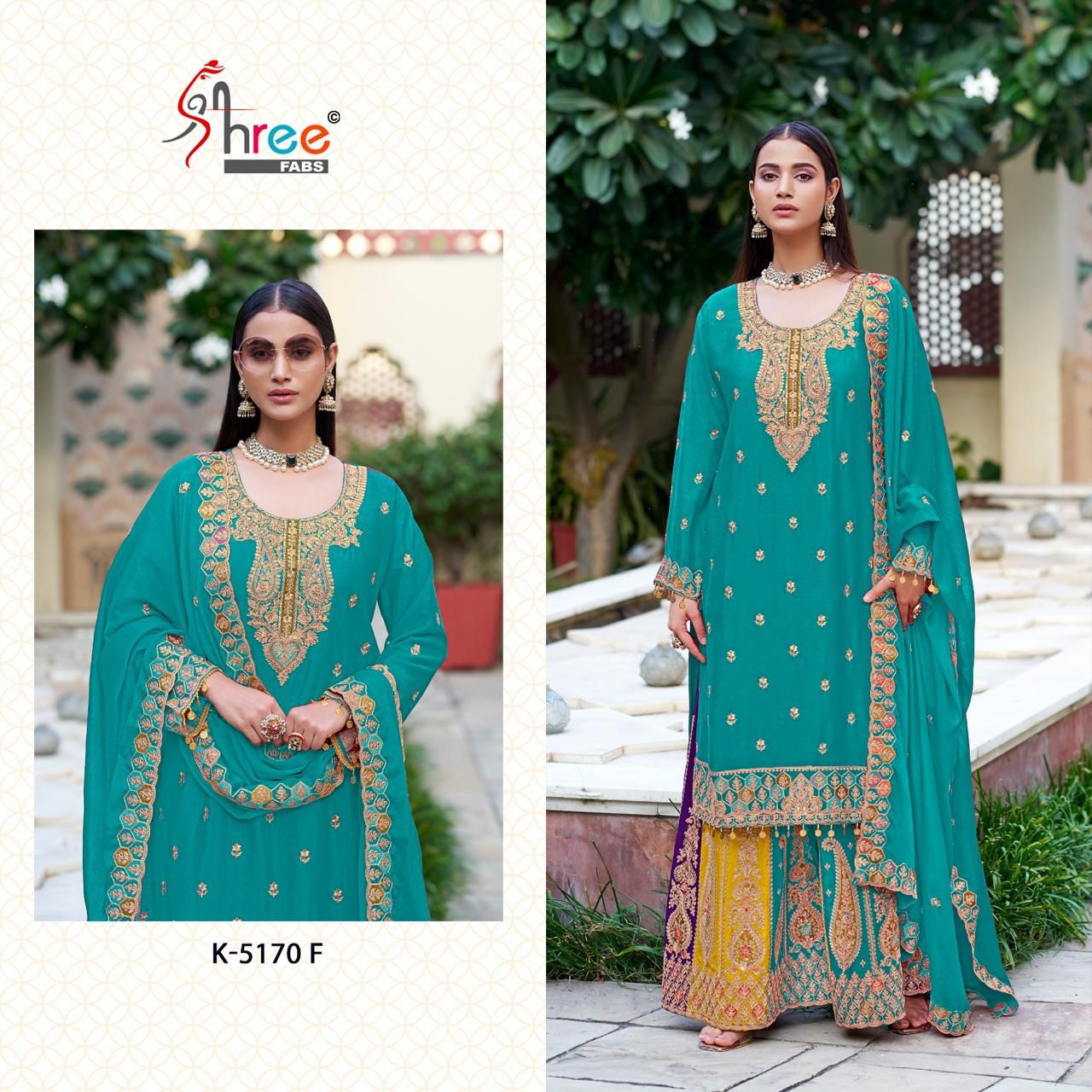 K 5170 By Shree Fabs Chinon Embroidery Salwar Suits Suppliers In India